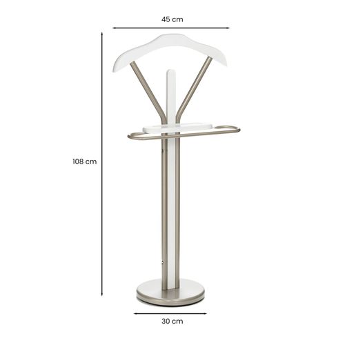 Valet Fabio En Métal Laqué Et Mdf - Coloris Champagne Et Blanc