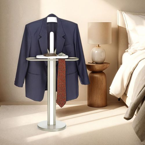 Valet Fabio En Métal Laqué Et Mdf - Coloris Champagne Et Blanc