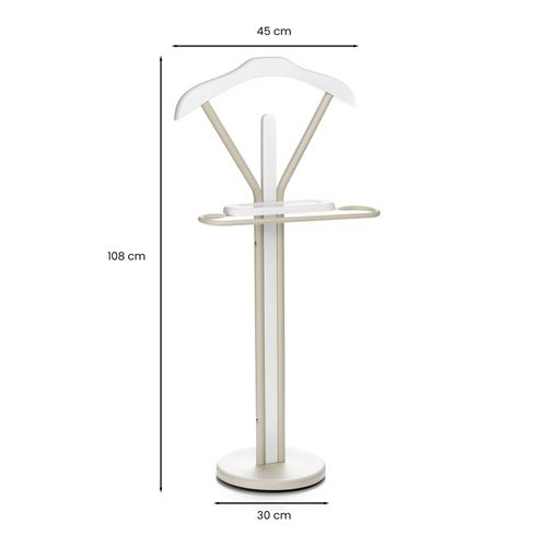 Valet Fabio En Métal Laqué Et Mdf - Beige Et Blanc