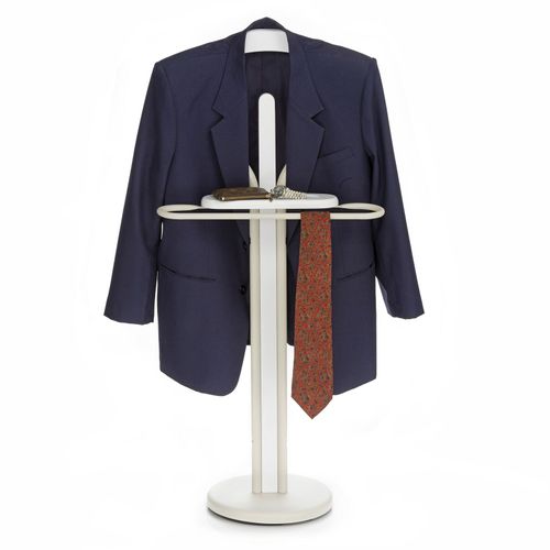 Valet Fabio En Métal Laqué Et Mdf - Beige Et Blanc