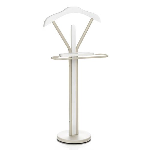 Valet Fabio En Métal Laqué Et Mdf - Beige Et Blanc