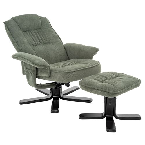 Fauteuil De Relaxation Avec Repose-pieds Charly, En Tissu Vert/noir