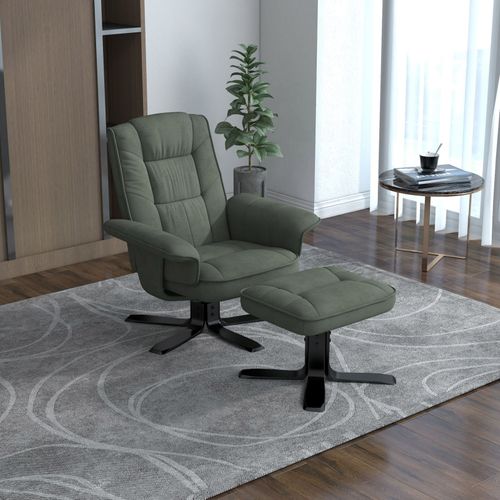 Fauteuil De Relaxation Avec Repose-pieds Charly, En Tissu Vert/noir