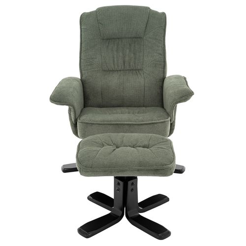 Fauteuil De Relaxation Avec Repose-pieds Charly, En Tissu Vert/noir