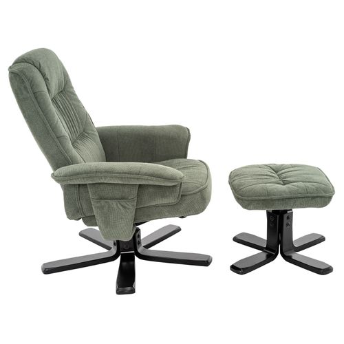 Fauteuil De Relaxation Avec Repose-pieds Charly, En Tissu Vert/noir
