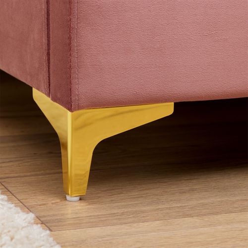 Lit Double Glamour, 140x190 Cm, Capitonné Avec Sommier, Revêtement En Velours Rose