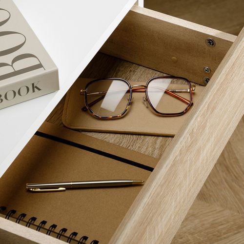 Chevet Suspendu Oceane, En Bois - Blanc Et Sonoma