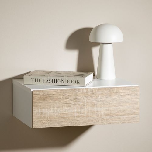 Chevet Suspendu Oceane, En Bois - Blanc Et Sonoma