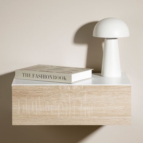 Chevet Suspendu Oceane, En Bois - Blanc Et Sonoma