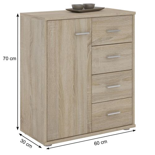 Buffet Oscar, En Mélaminé Décor Chêne Sonoma