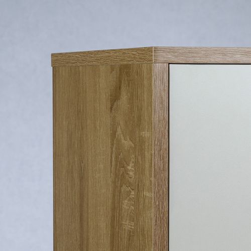 Buffet Calais, En Mélaminé Décor Chêne Sonoma Et Blanc Mat