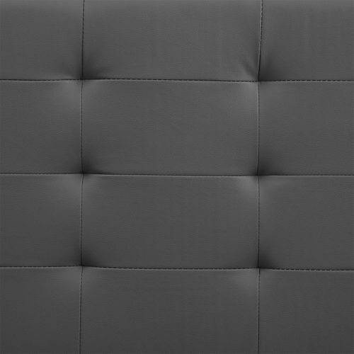 Lit Double Mathieu, 140 X 190 Cm, Capitonné Avec Sommier, Revêtement Synthétique Gris