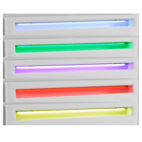 Lit LED Double Rioja 140x190 Cm, Avec Sommier, Revêtement Tissu Blanc