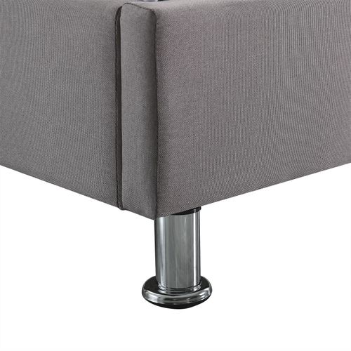 Lit Futon Double Nizza, 180 X 200 Cm, Avec Sommier, Revêtement En Tissu Gris