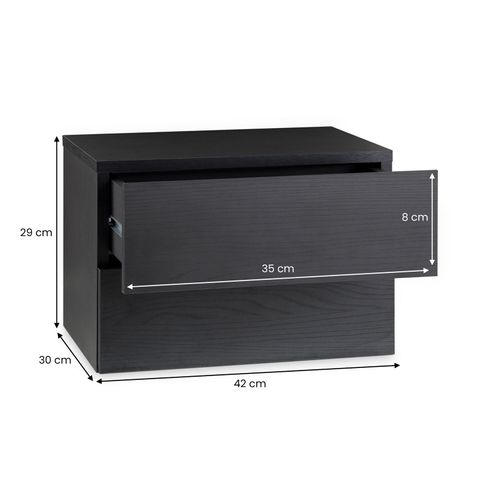 Chevet Suspendu Florent En Bois - Coloris Frêne Noir