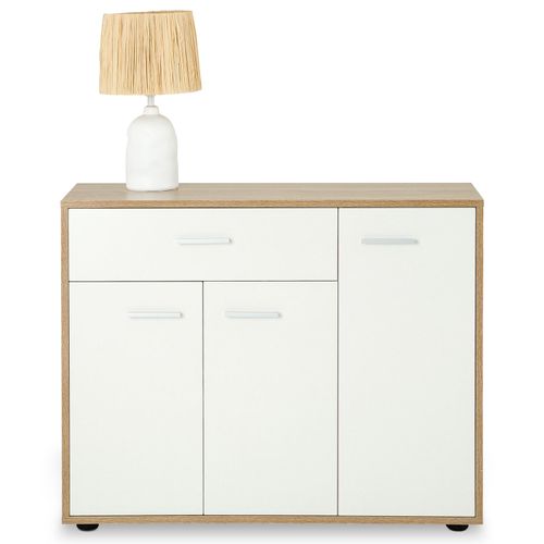 Buffet Salle à Manger Coraline L 88 Cm En Bois - Blanc Et Sonoma