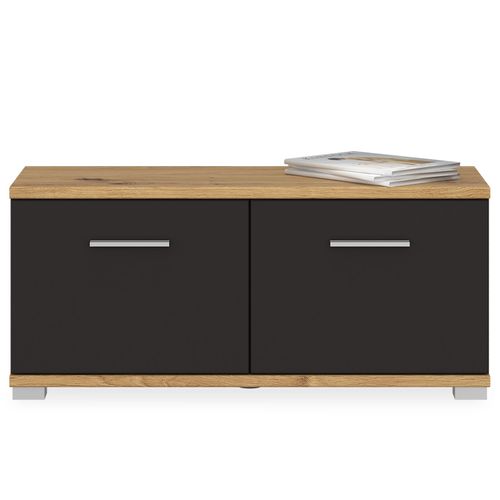 Banc De Rangement à Chaussures Viella L 90 Cm - Gris Cosmos Et Chêne Artisan