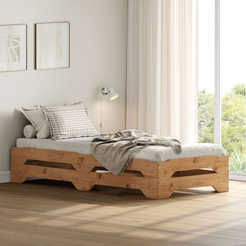 Lot De 2 Lits Superposables Ronny En Bois Massif 90 X 200 Cm - Coloris Chêne