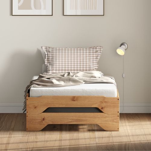 Lot De 2 Lits Superposables Ronny En Bois Massif 90 X 200 Cm - Coloris Chêne