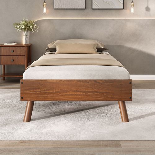 Lit Futon Karri 90 X 200 Cm, En Bois Massif - Coloris Châtaignier