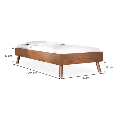 Lit Futon Karri 90 X 200 Cm, En Bois Massif - Coloris Châtaignier