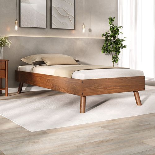 Lit Futon Karri 100 X 200 Cm, En Bois Massif - Coloris Châtaignier