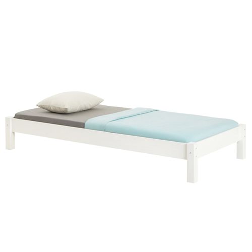 Lit Futon Taifun, 90 X 190 Cm, En Pin Massif Lasuré Blanc