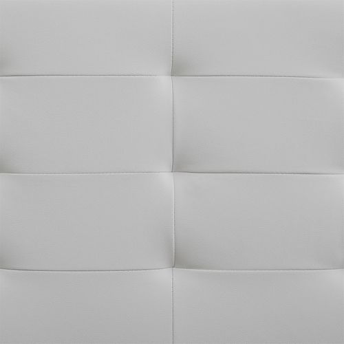 Lit Double Mathieu, 140 X 190 Cm, Capitonné Avec Sommier, Revêtement Synthétique Blanc