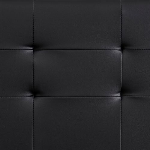 Lit Double Mathieu, 140 X 190 Cm, Capitonné Avec Sommier, Revêtement Synthétique Noir