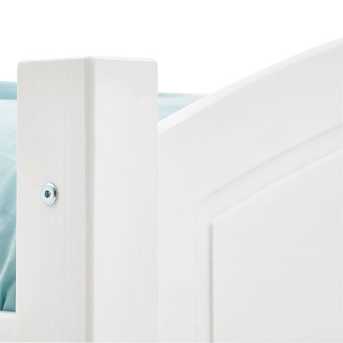 Lit Double Flims, 140 X 190 Cm En Pin Massif Lasuré Blanc