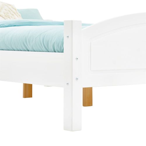 Lit Double Flims, 140 X 190 Cm En Pin Massif Lasuré Blanc