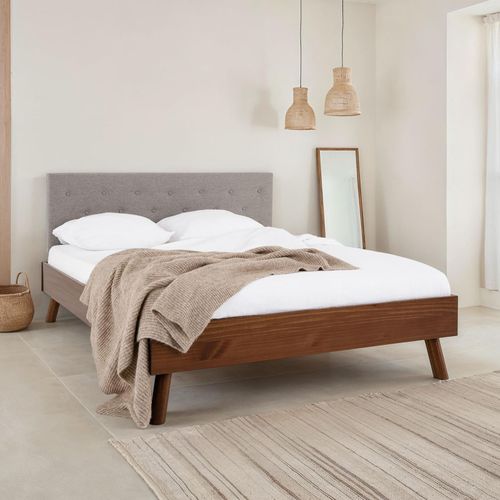 Ensemble Lit Futon Avec Tête De Lit Karri 140 X 200 Cm - Gris Clair Et Châtaignier