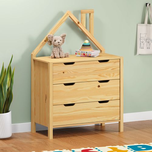 Commode Enfant Elano En Bois Massif 3 Tiroirs - Coloris Naturel