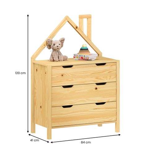 Commode Enfant Elano En Bois Massif 3 Tiroirs - Coloris Naturel