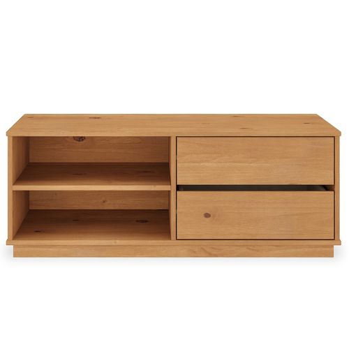 Meuble TV Maite L 110 Cm 2 Tiroirs En Bois Massif - Coloris Chêne