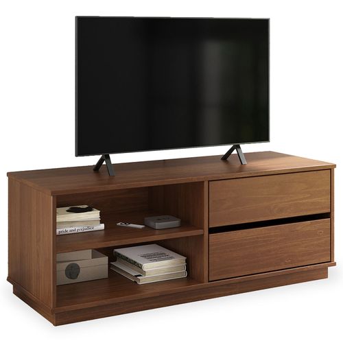 Meuble TV Maite L 110 Cm 2 Tiroirs En Bois Massif - Coloris Châtaignier