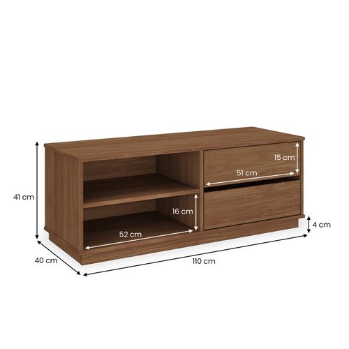 Meuble TV Maite L 110 Cm 2 Tiroirs En Bois Massif - Coloris Châtaignier