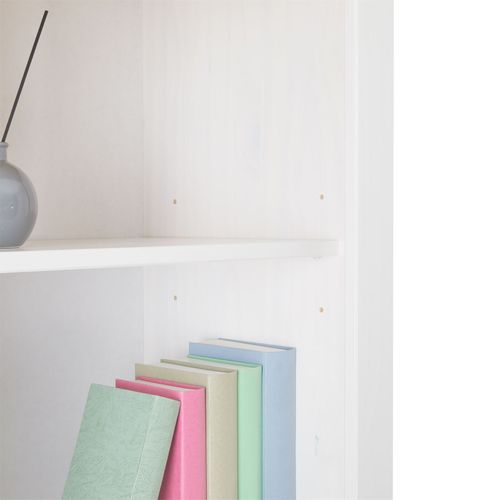 Bibliothèque En Pin Tequila Style Mexicain, 4 Étagères Et 1 Tiroir, Lasuré Blanc Et Brun