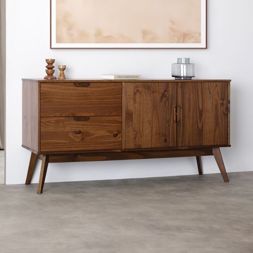 Buffet Tivoli, 2 Tiroirs Et 2 Portes, Finition Brun Foncé