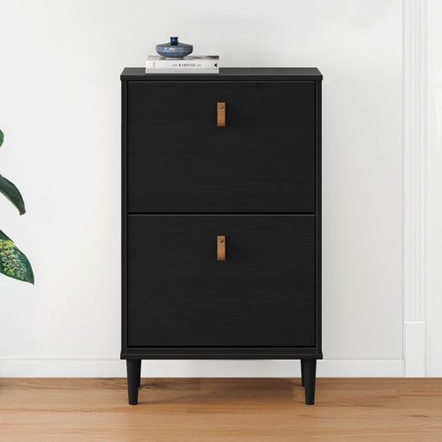 Meuble à Chaussures Entrée Mikka En Bois Massif - Noir