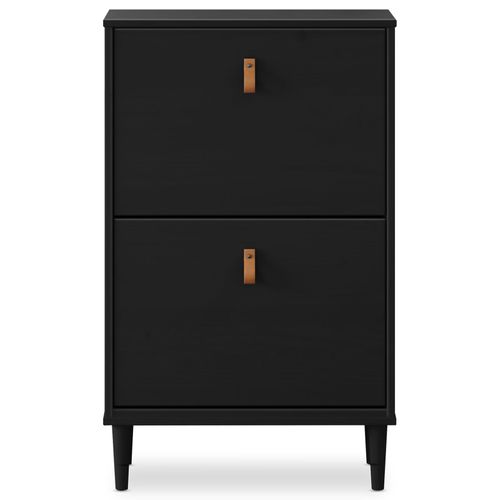 Meuble à Chaussures Entrée Mikka En Bois Massif - Noir