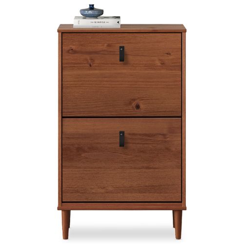 Meuble à Chaussures Entrée Mikka En Bois Massif - Coloris Châtaignier