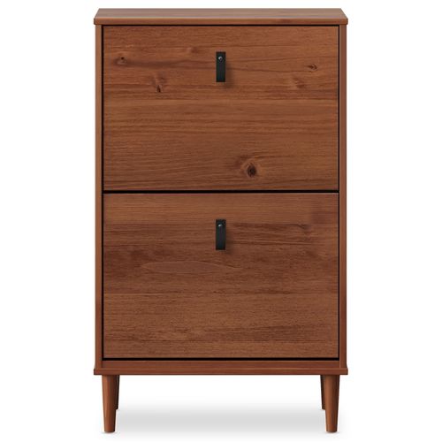 Meuble à Chaussures Entrée Mikka En Bois Massif - Coloris Châtaignier