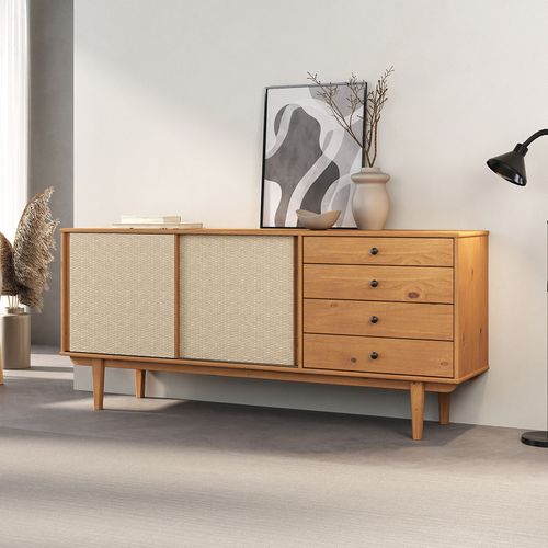 Buffet Simona L 175 Cm En Bois Massif - Coloris Chêne