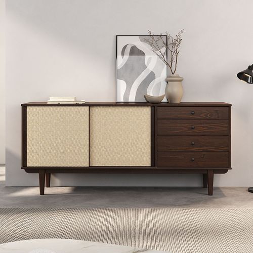 Buffet Simona L 175 Cm En Bois Massif - Coloris Noyer