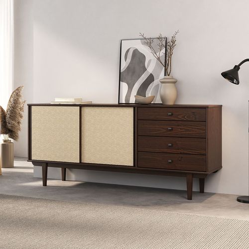Buffet Simona L 175 Cm En Bois Massif - Coloris Noyer