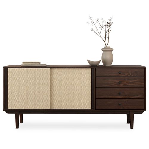 Buffet Simona L 175 Cm En Bois Massif - Coloris Noyer