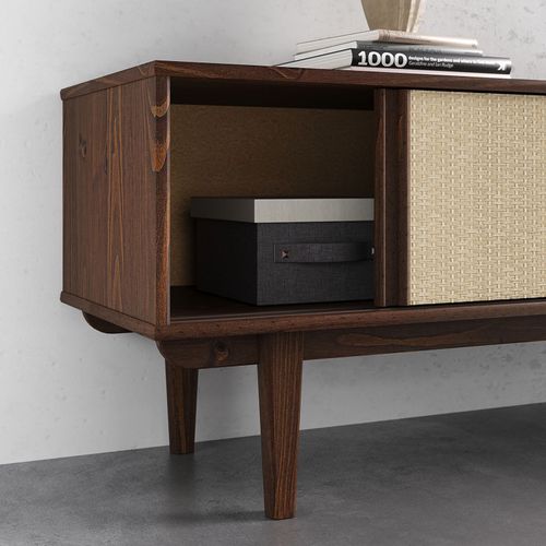 Meuble TV Simona L 175 Cm En Bois Massif - Coloris Noyer