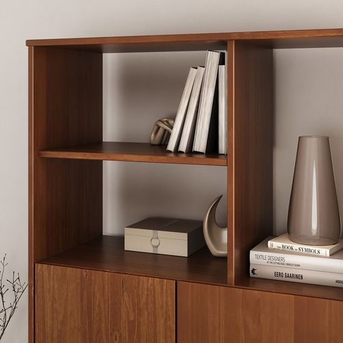 Buffet Haut Simona H 133 Cm En Bois Massif - Coloris Châtaignier