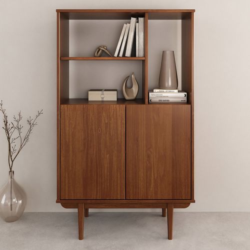 Buffet Haut Simona H 133 Cm En Bois Massif - Coloris Châtaignier